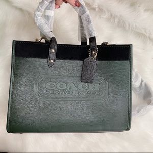COACH Field Tote 30 Amazon Green Colorblock Leather Shoulder Bag C6035 ~ NEW